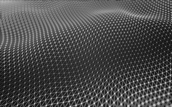 Abstract polygonal space low poly dark background with connecting dots and lines. Connection structure. 3d rendering