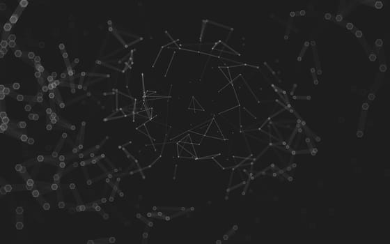 Abstract polygonal space low poly dark background with connecting dots and lines. Connection structure. 3d rendering