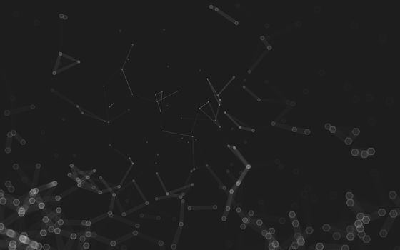 Abstract polygonal space low poly dark background with connecting dots and lines. Connection structure. 3d rendering