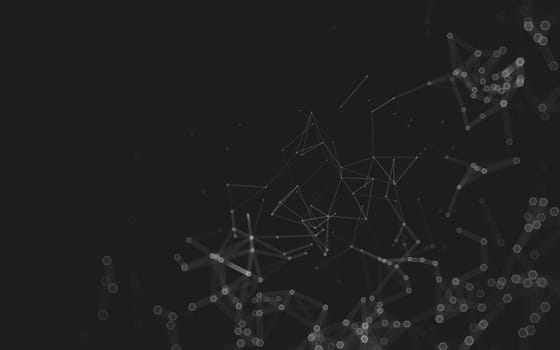 Abstract polygonal space low poly dark background with connecting dots and lines. Connection structure. 3d rendering