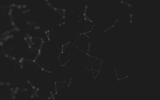 Abstract polygonal space low poly dark background with connecting dots and lines. Connection structure. 3d rendering