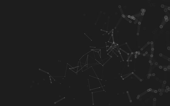 Abstract polygonal space low poly dark background with connecting dots and lines. Connection structure. 3d rendering