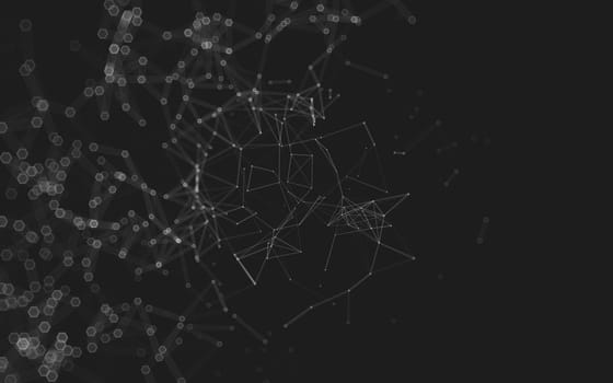 Abstract polygonal space low poly dark background with connecting dots and lines. Connection structure. 3d rendering