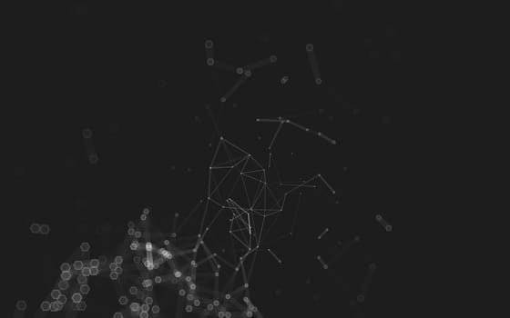 Abstract polygonal space low poly dark background with connecting dots and lines. Connection structure. 3d rendering