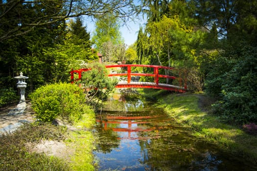Wooden bridge in japanese garden - Poland