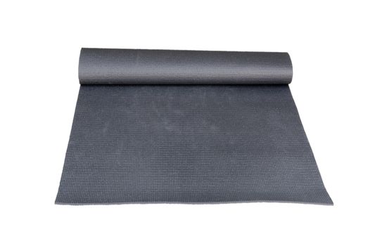 Yoga mat gray color isolated on white background, includes clipping path.