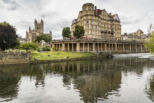 BATH - JULY 18: View of the Empire Hotel on River Avon on July 18, 2015 in Bath, England