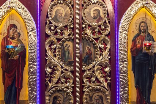 Iconostasis in Greek-Catholic  orthodox  church in Laszki Murowane,western Ukraine