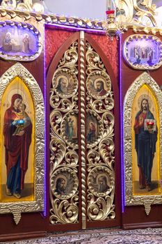 Iconostasis in Greek-Catholic  orthodox  church in Laszki Murowane,western Ukraine