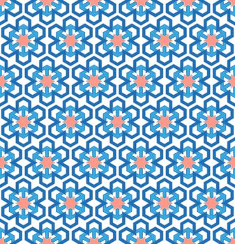 Abstract background or textile Hexagonal winter snowflake pattern