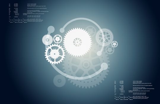 Set of abstract gear wheels on grey background