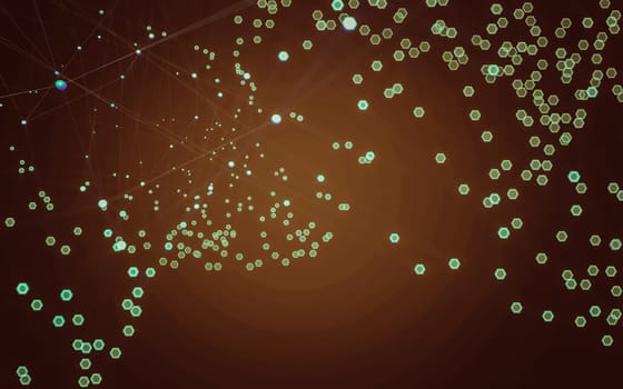 Abstract polygonal space low poly dark background with connecting dots and lines. Connection structure. 3d rendering