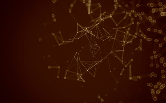 Abstract polygonal space low poly dark background with connecting dots and lines. Connection structure. 3d rendering