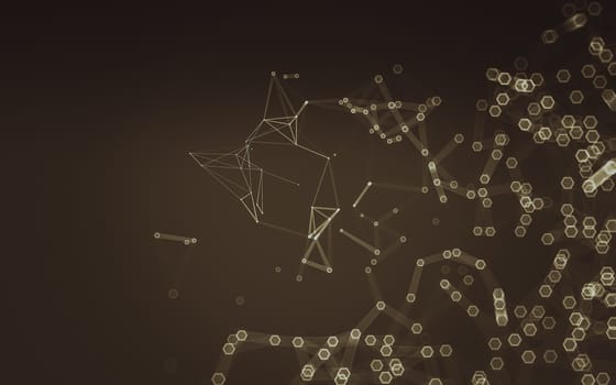 Abstract polygonal space low poly dark background with connecting dots and lines. Connection structure. 3d rendering