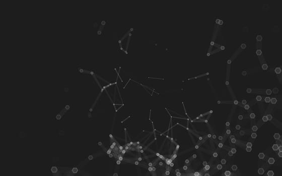 Abstract polygonal space low poly dark background with connecting dots and lines. Connection structure. 3d rendering