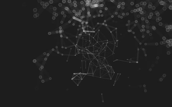 Abstract polygonal space low poly dark background with connecting dots and lines. Connection structure. 3d rendering