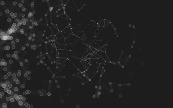 Abstract polygonal space low poly dark background with connecting dots and lines. Connection structure. 3d rendering