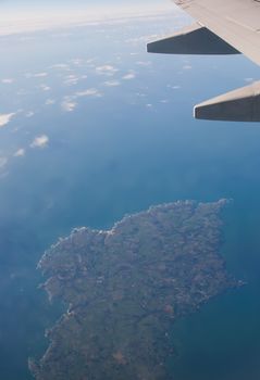 Fuerteventura Canarian island from plane window view