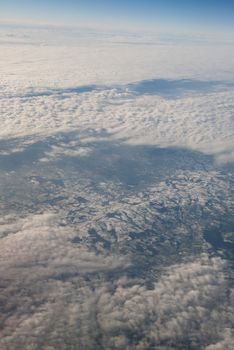 Fuerteventura Canarian island from plane window view