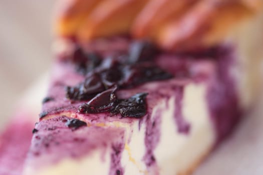 Blueberry Cream Cheese cake on white pulp