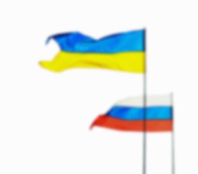 blur background blur for background Russian flag and the Ukrainian flag isolated on white background