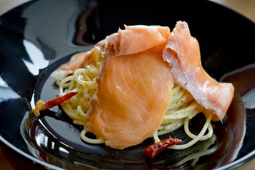 Smoked salmon and spicy pasta