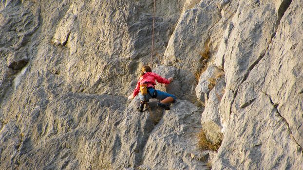 girl to climb the mountain with insurance                               