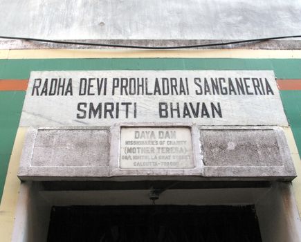 The inscription at the entrance to to Daya Dan, one of the houses established by Mother Teresa and run by the Missionaries of Charity in Kolkata, India