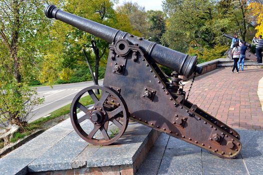 Ancient cannon in Chernigov city park