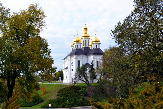 Catherine Orthodox temple of the 18th century at the entrance to the city of Chernigov