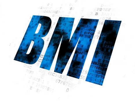 Healthcare concept: Pixelated blue text BMI on Digital background