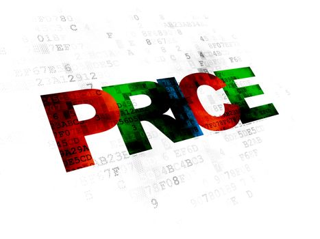 Advertising concept: Pixelated multicolor text Price on Digital background