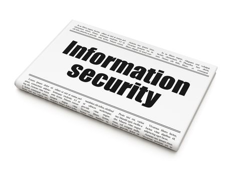 Security concept: newspaper headline Information Security on White background, 3D rendering