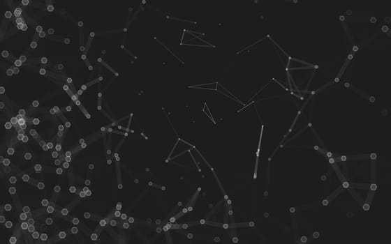 Abstract polygonal space low poly dark background with connecting dots and lines. Connection structure. 3d rendering