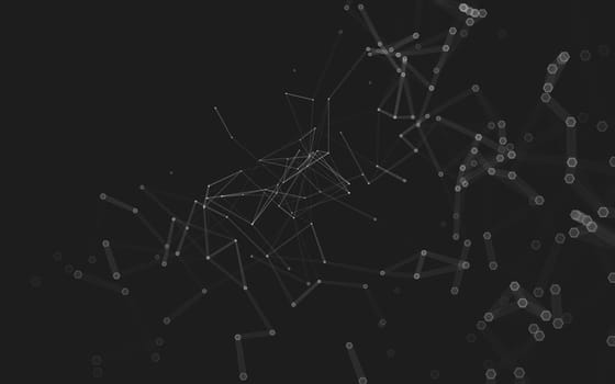 Abstract polygonal space low poly dark background with connecting dots and lines. Connection structure. 3d rendering