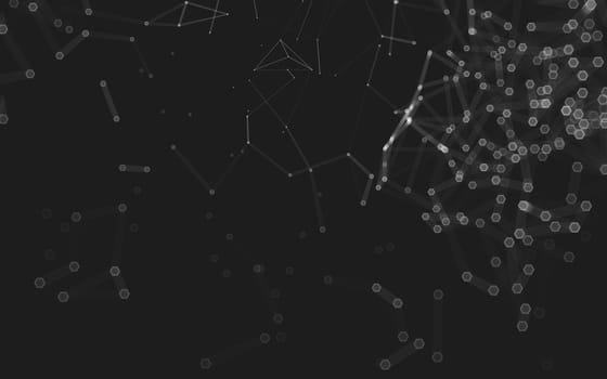 Abstract polygonal space low poly dark background with connecting dots and lines. Connection structure. 3d rendering