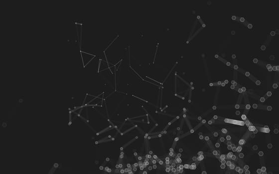 Abstract polygonal space low poly dark background with connecting dots and lines. Connection structure. 3d rendering