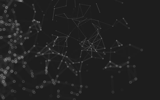 Abstract polygonal space low poly dark background with connecting dots and lines. Connection structure. 3d rendering