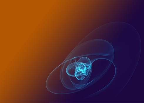 glowing blue curved lines universe over orange violet Abstract Background. Illustration with copyspace.