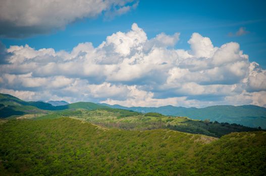 Panoramic view of the Caucasus mountains in Georgia