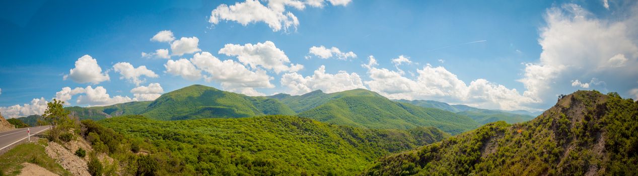 Panoramic view of the Caucasus mountains in Georgia