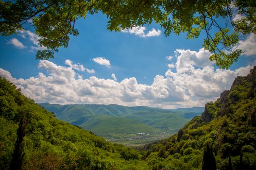 Panoramic view of the Caucasus mountains in Georgia