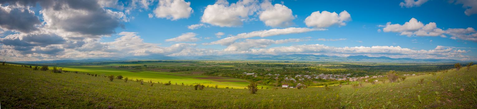 Panoramic view of the Caucasus mountains in Georgia