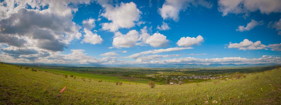 Panoramic view of the Caucasus mountains in Georgia