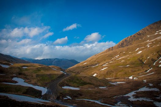 Panoramic view of the Caucasus mountains in Georgia