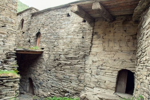 Shatili mountain village in historical region of Georgia Khevsureti