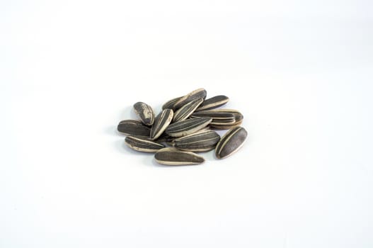 Close up Sunflower seeds on white background.