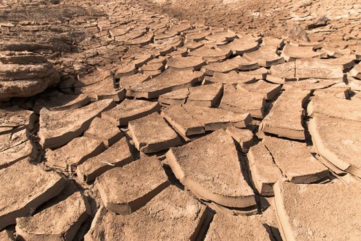 Cracked dry land without water