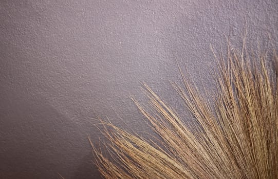 straw broom isolated on gray background