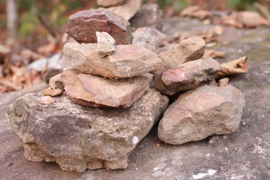 rocks stacked on the mountain.